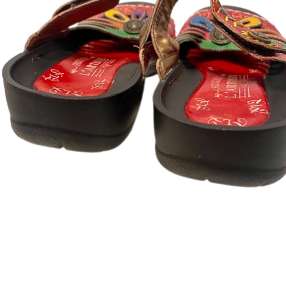 L'artiste by Spring Step Copa Red Colorful Clog Closed Toe Sandal EU 37 US 6.5 - Picture 8 of 8